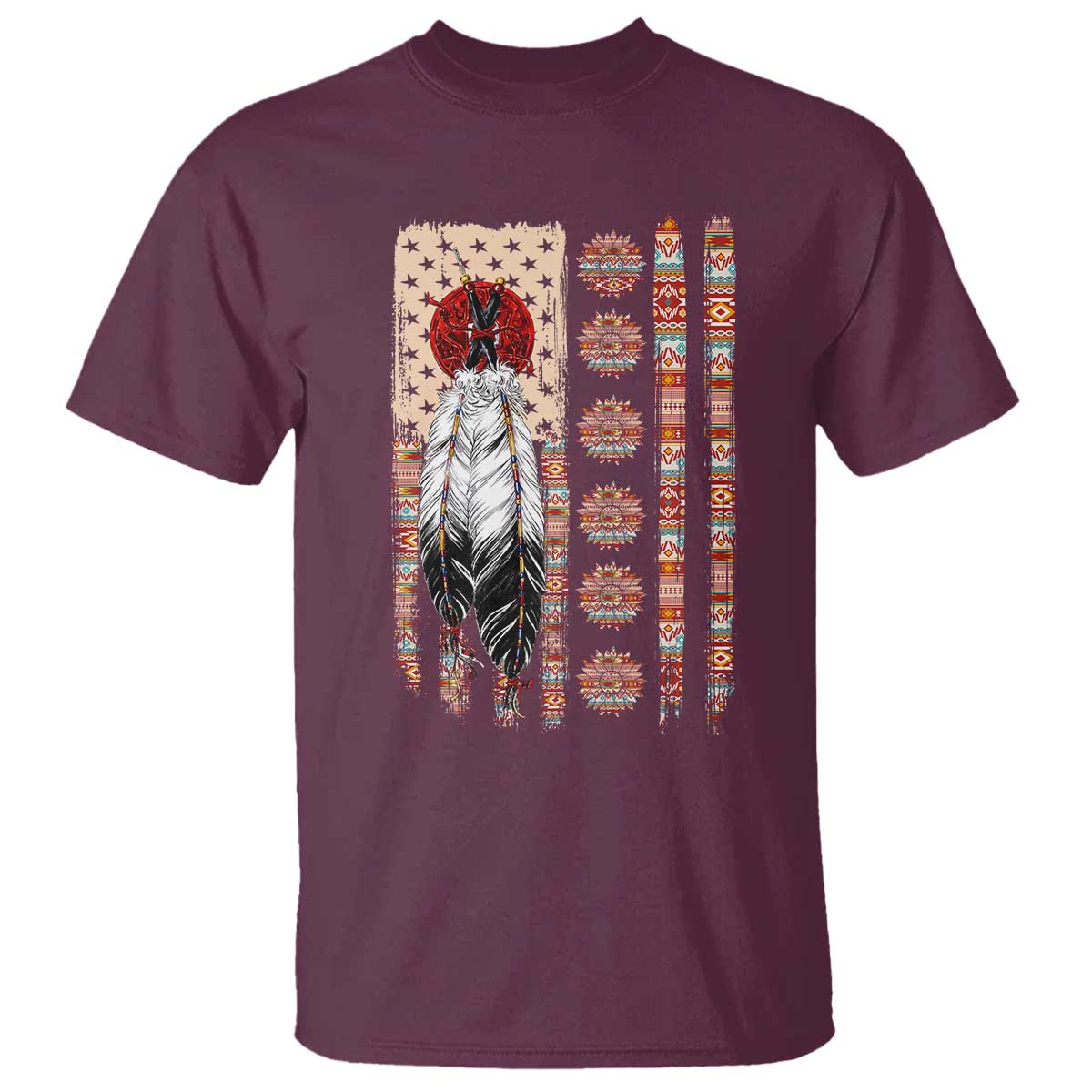 Proud Native American Flag T Shirt Tribal Sunflower Indigenous Peoples Day Gift