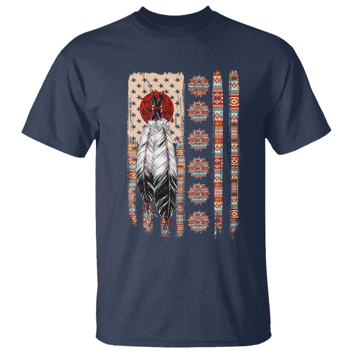 Proud Native American Flag T Shirt Tribal Sunflower Indigenous Peoples Day Gift