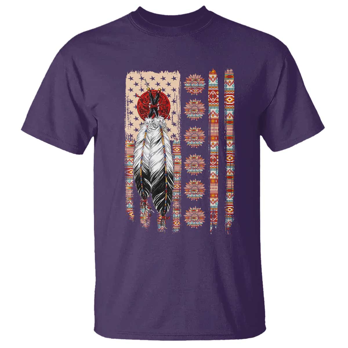 Proud Native American Flag T Shirt Tribal Sunflower Indigenous Peoples Day Gift
