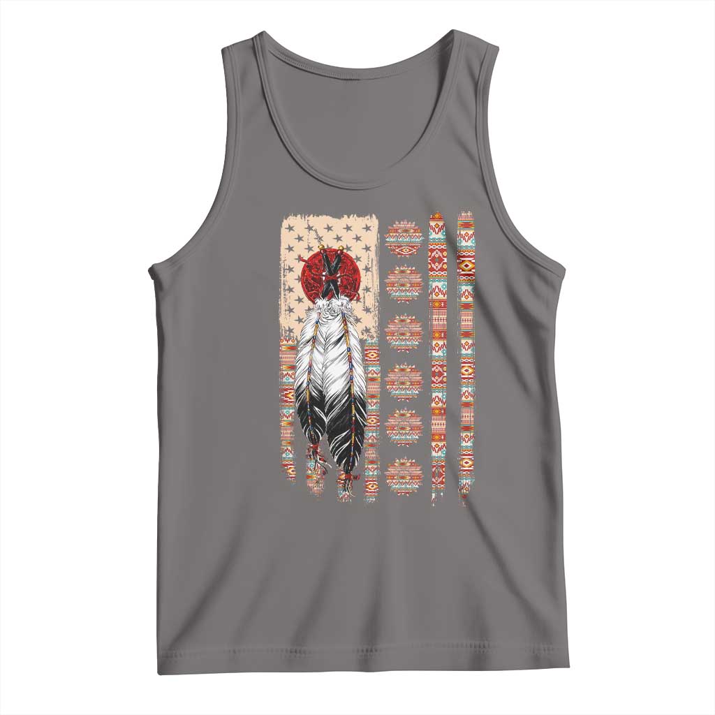 Proud Native American Flag Tank Top Tribal Sunflower Indigenous Peoples Day Gift