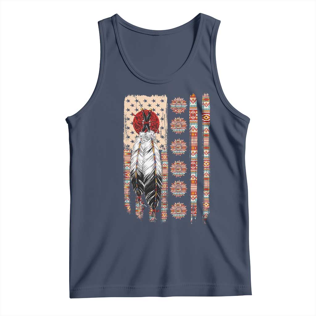 Proud Native American Flag Tank Top Tribal Sunflower Indigenous Peoples Day Gift