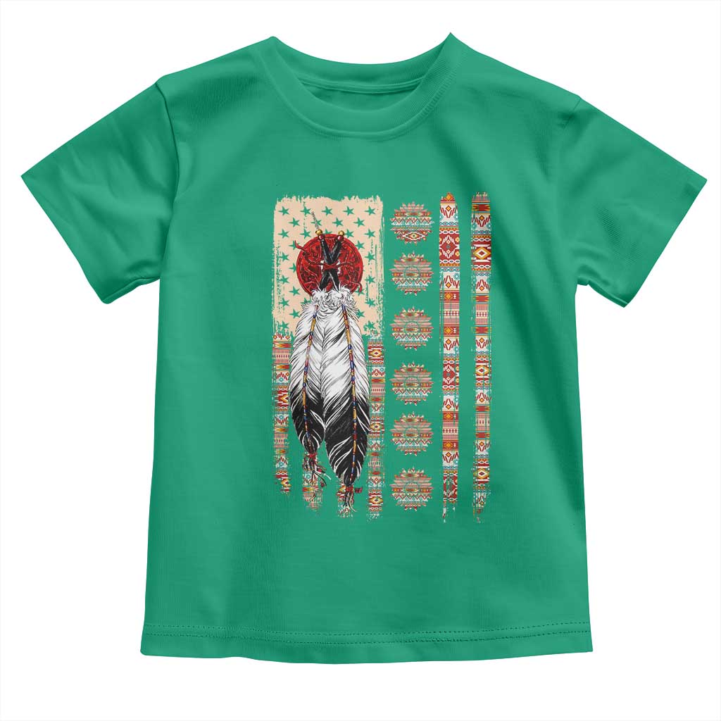 Proud Native American Flag Toddler T Shirt Tribal Sunflower Indigenous Peoples Day Gift