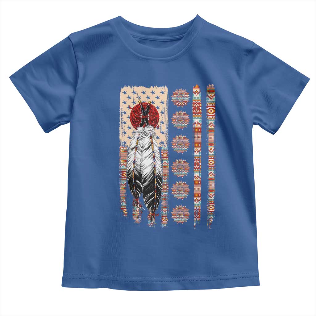 Proud Native American Flag Toddler T Shirt Tribal Sunflower Indigenous Peoples Day Gift