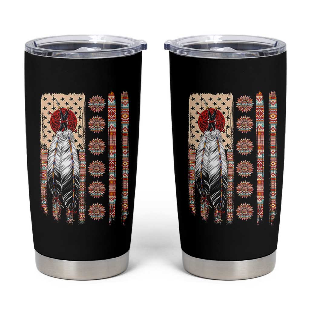 Proud Native American Flag Tumbler Cup Tribal Sunflower Indigenous Peoples Day Gift