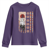 Proud Native American Flag Youth Sweatshirt Tribal Sunflower Indigenous Peoples Day Gift