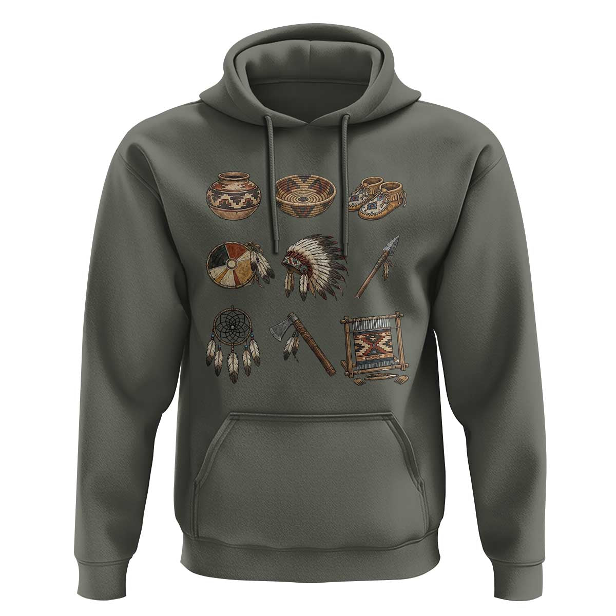 Indigenous Cultural Artifacts Hoodie Native American Heritage Graphic