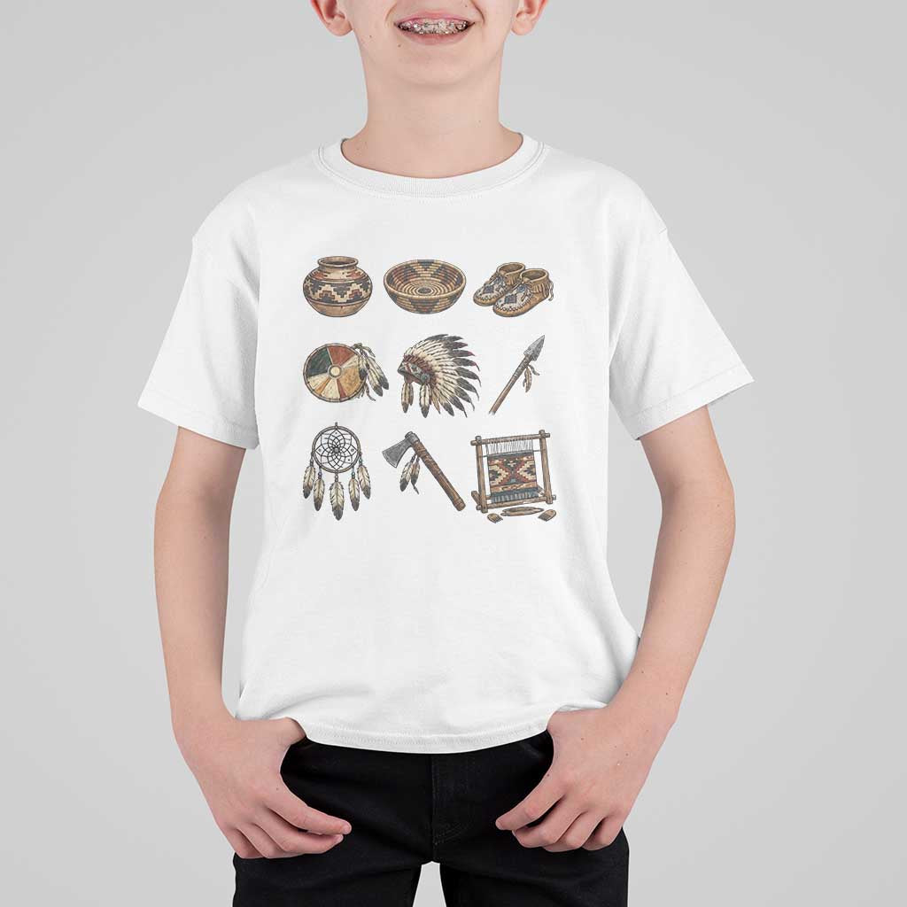 Indigenous Cultural Artifacts T Shirt For Kid Native American Heritage Graphic