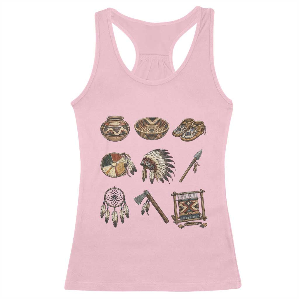 Indigenous Cultural Artifacts Racerback Tank Top Native American Heritage Graphic