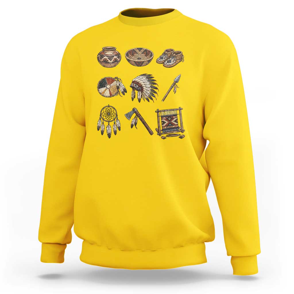 Indigenous Cultural Artifacts Sweatshirt Native American Heritage Graphic