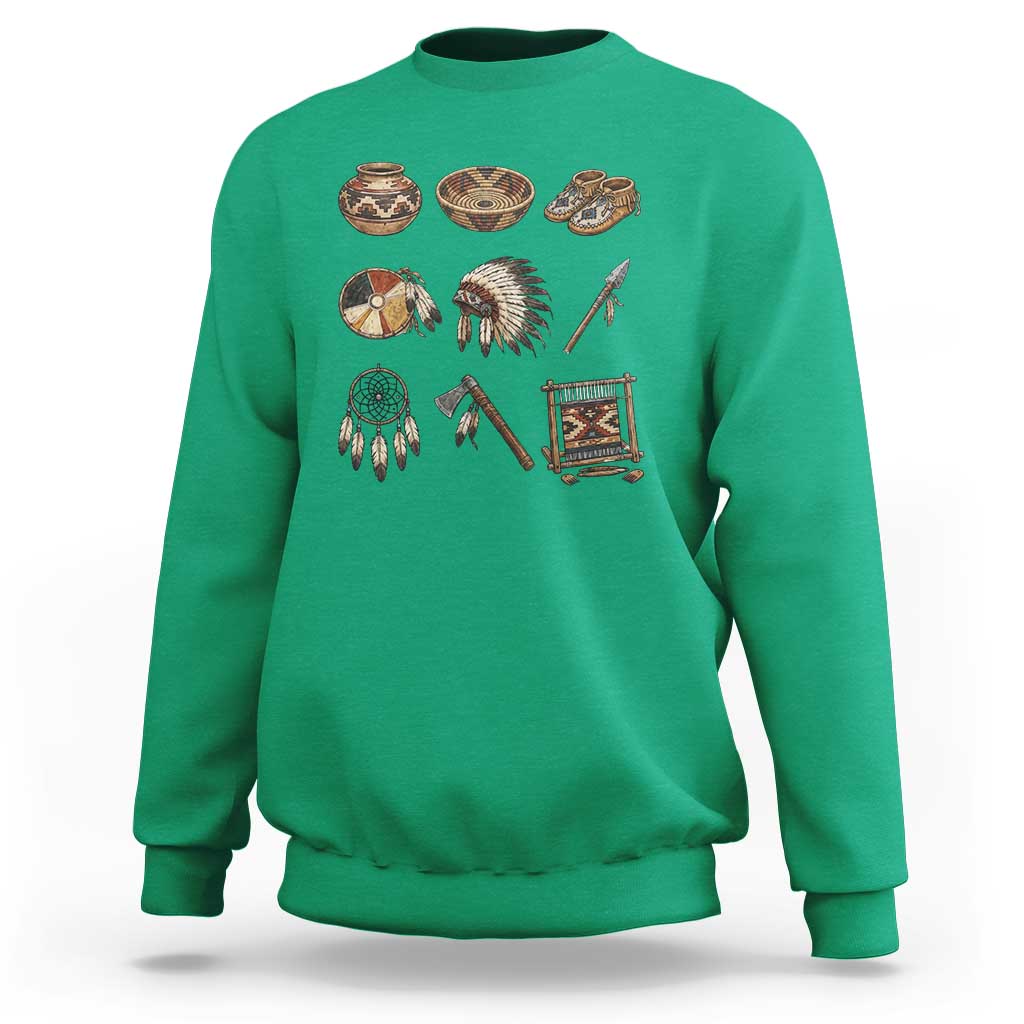 Indigenous Cultural Artifacts Sweatshirt Native American Heritage Graphic