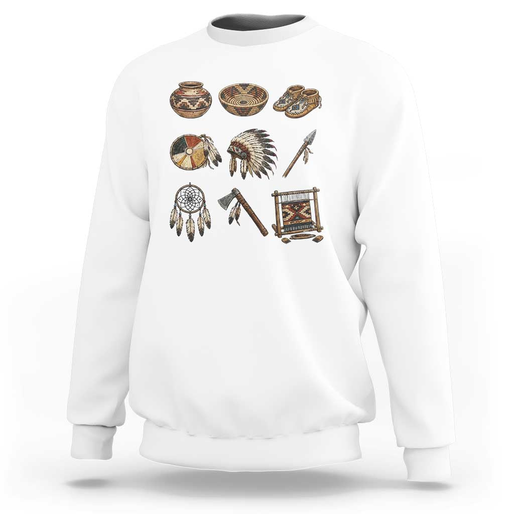 Indigenous Cultural Artifacts Sweatshirt Native American Heritage Graphic