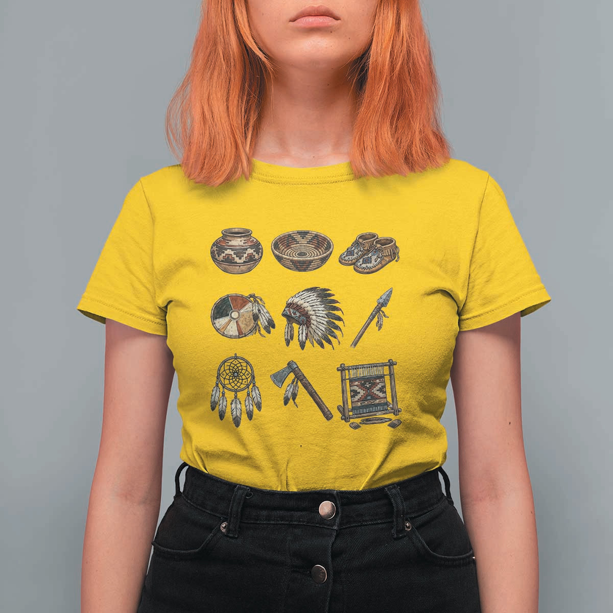 Indigenous Cultural Artifacts T Shirt For Women Native American Heritage Graphic