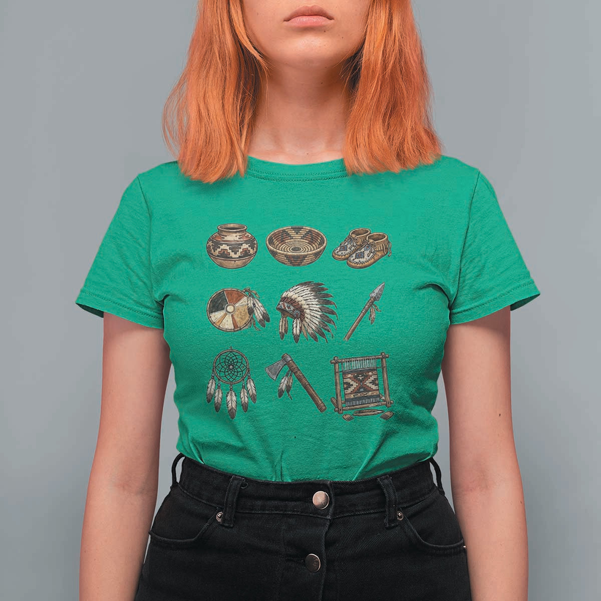 Indigenous Cultural Artifacts T Shirt For Women Native American Heritage Graphic