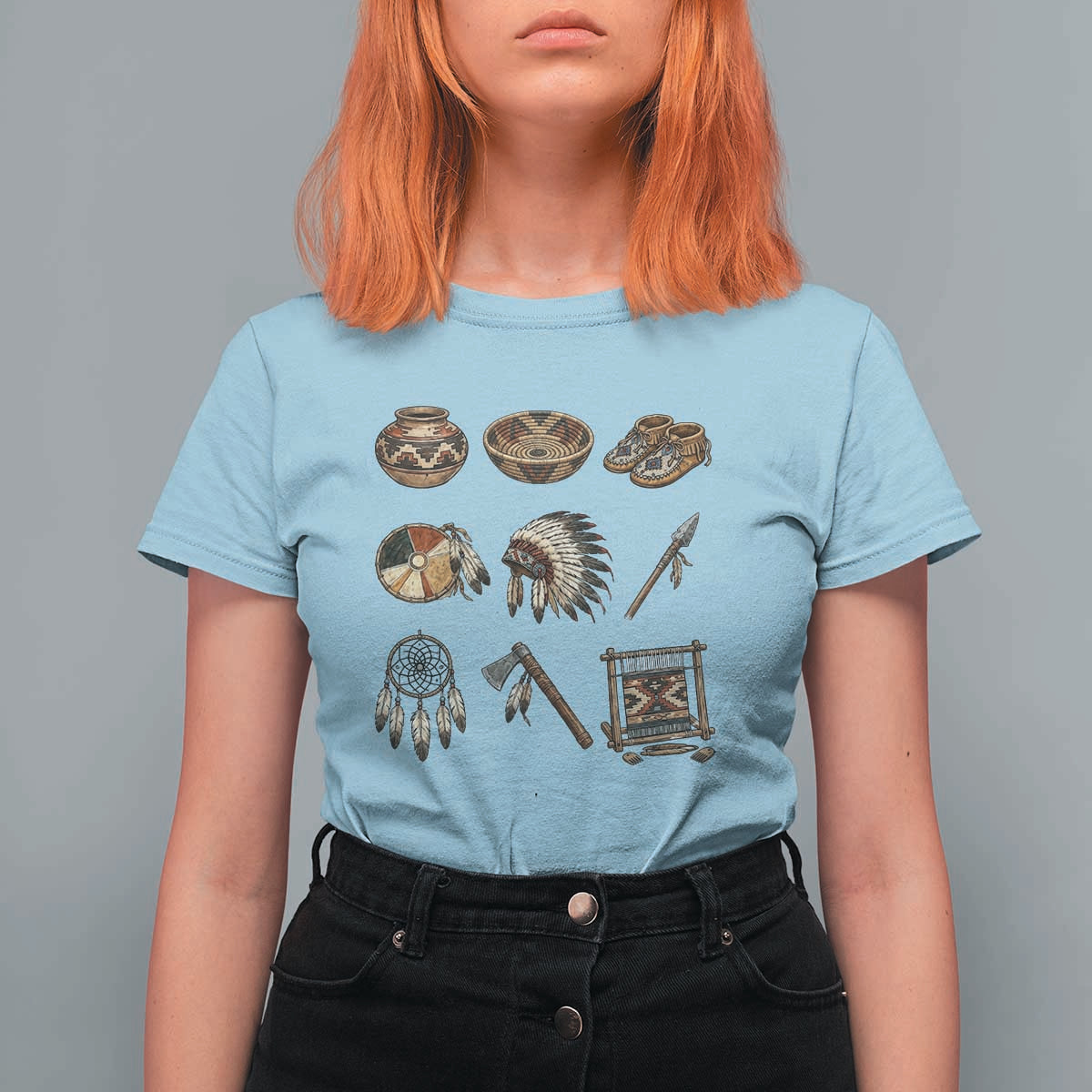 Indigenous Cultural Artifacts T Shirt For Women Native American Heritage Graphic
