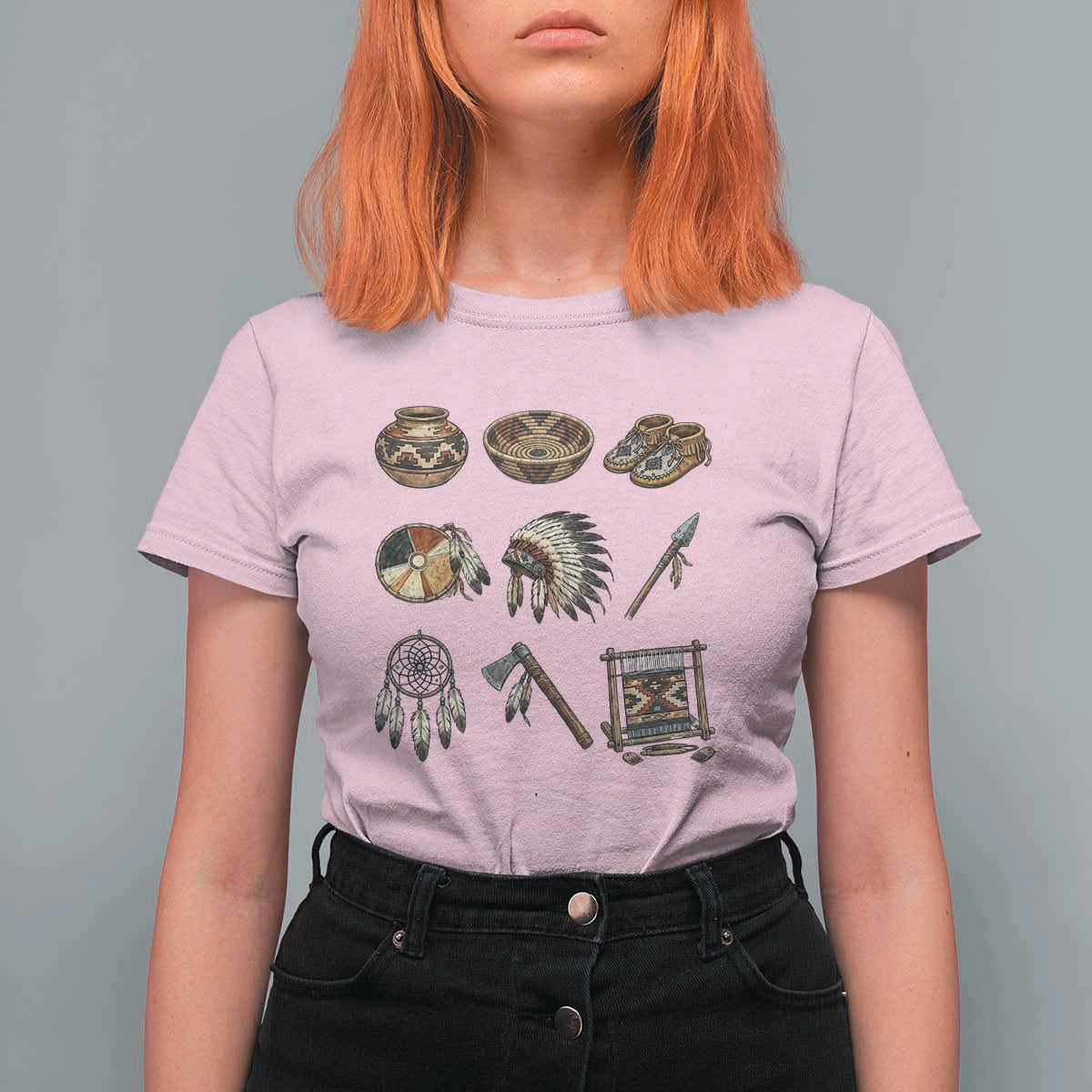 Indigenous Cultural Artifacts T Shirt For Women Native American Heritage Graphic