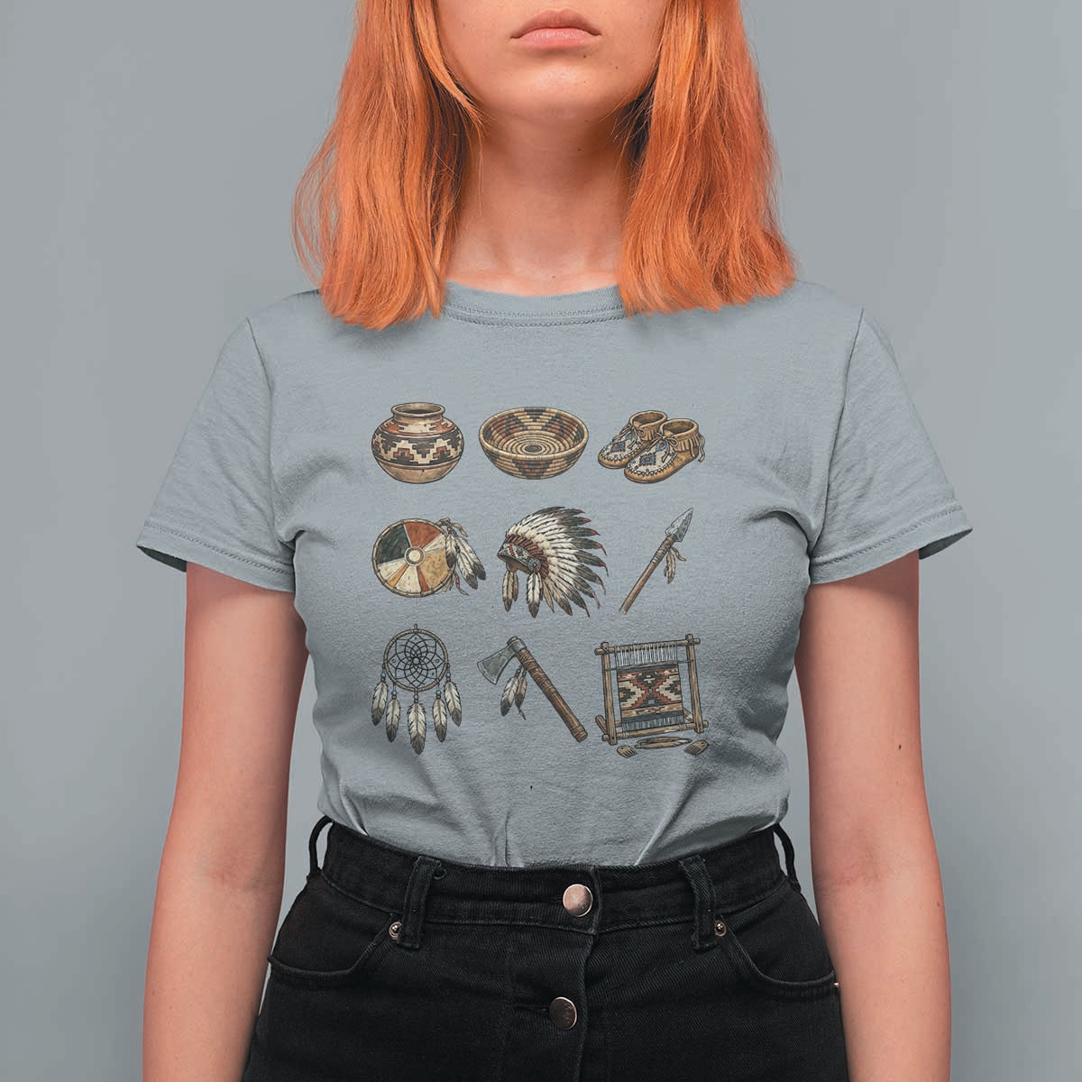 Indigenous Cultural Artifacts T Shirt For Women Native American Heritage Graphic