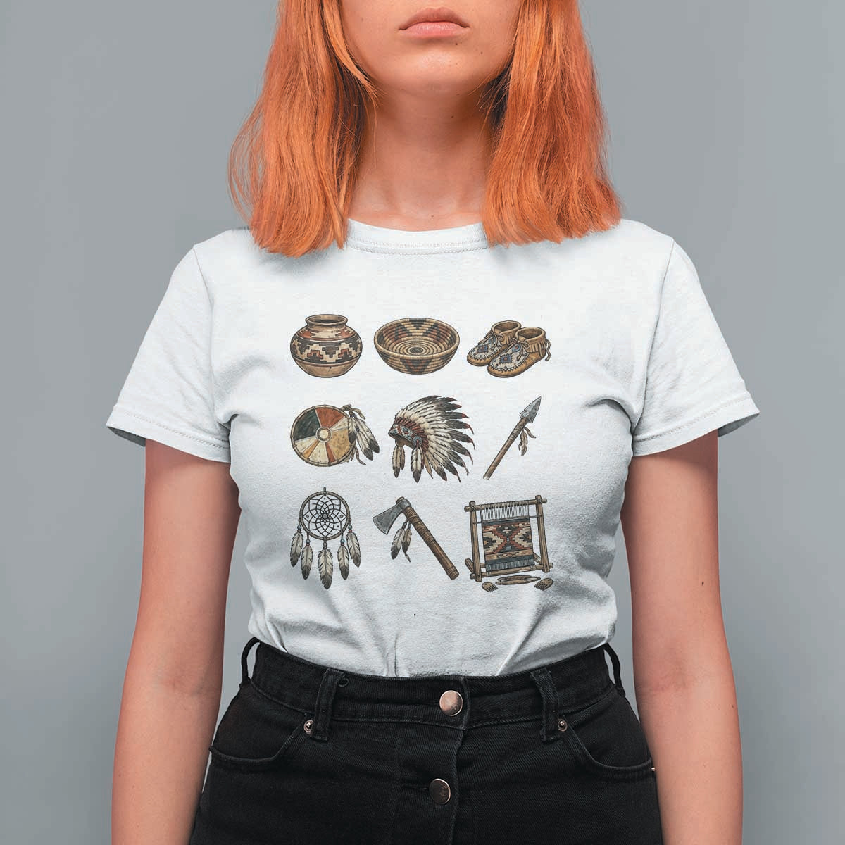 Indigenous Cultural Artifacts T Shirt For Women Native American Heritage Graphic