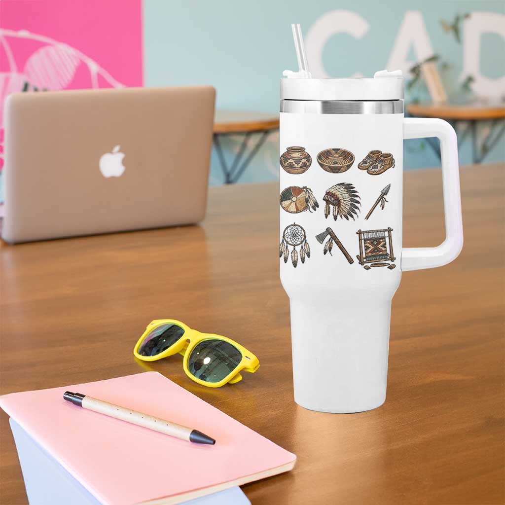 Indigenous Cultural Artifacts Tumbler With Handle Native American Heritage Graphic