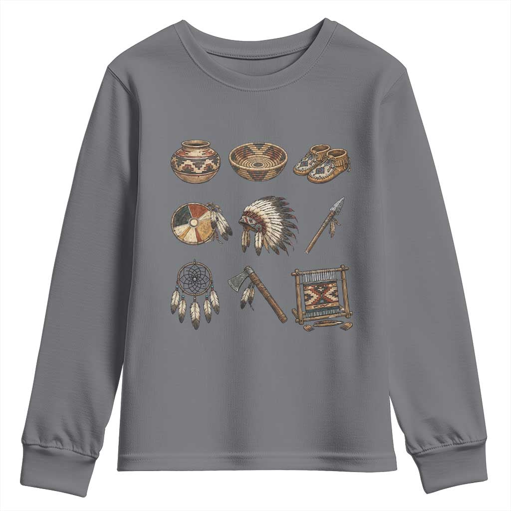 Indigenous Cultural Artifacts Youth Sweatshirt Native American Heritage Graphic