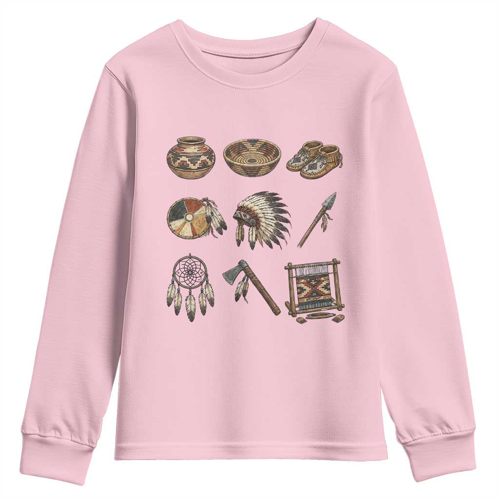 Indigenous Cultural Artifacts Youth Sweatshirt Native American Heritage Graphic