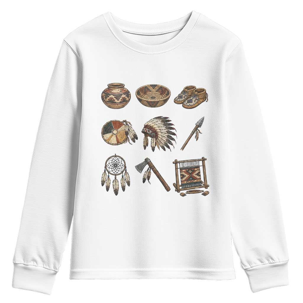 Indigenous Cultural Artifacts Youth Sweatshirt Native American Heritage Graphic