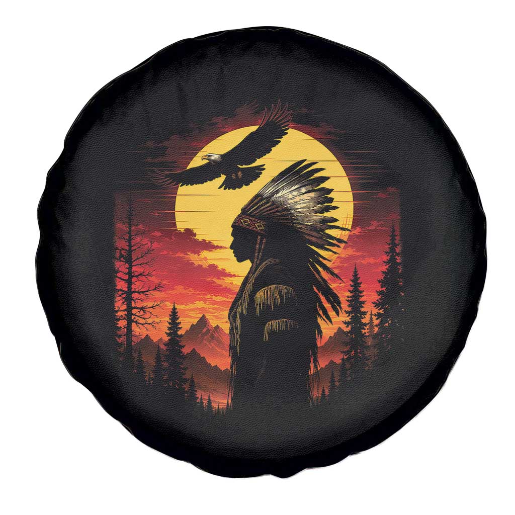 Vintage Native American Warrior Spare Tire Cover Indigenous Heritage Pride