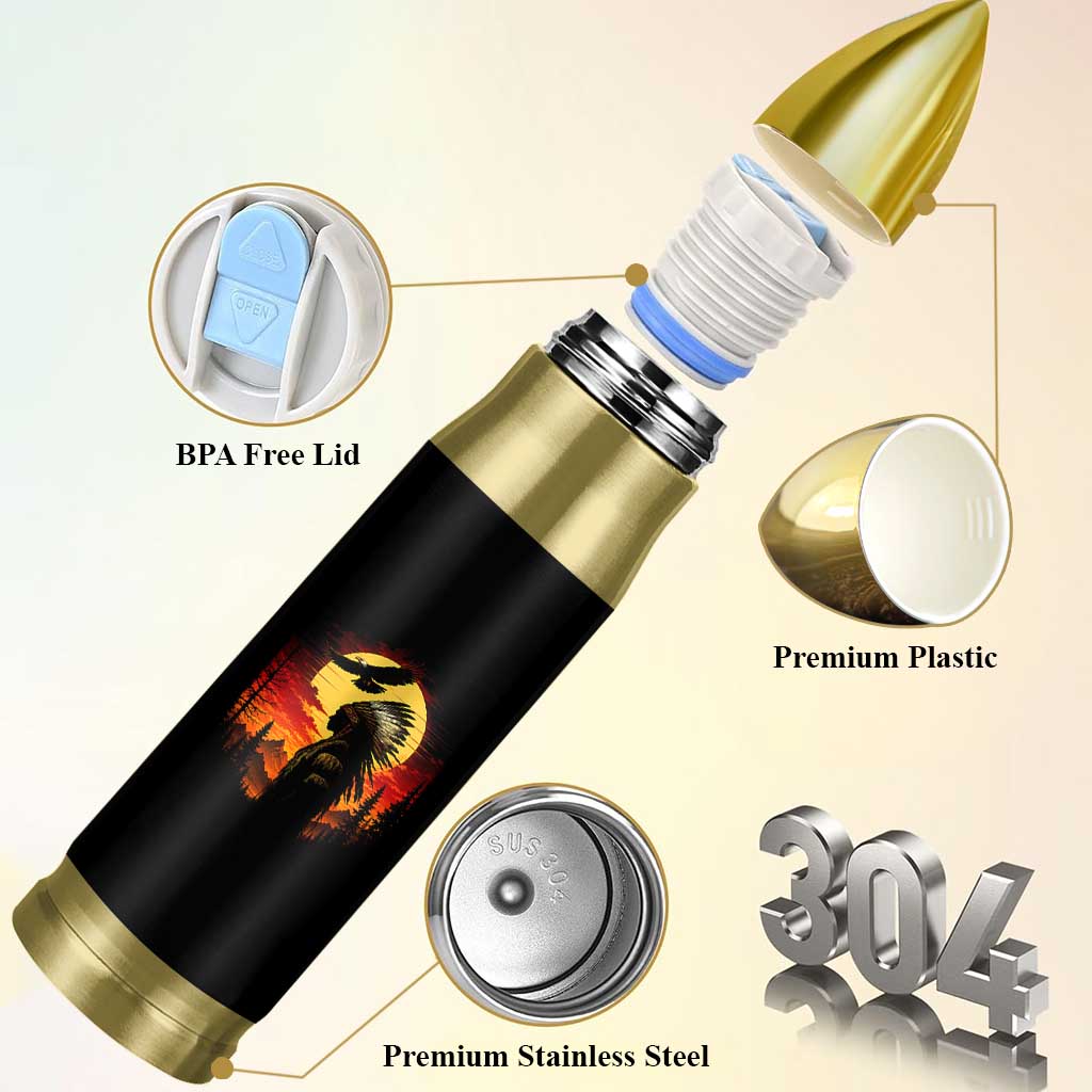 Vintage Native American Warrior Bullet Tumbler Indigenous Heritage Pride