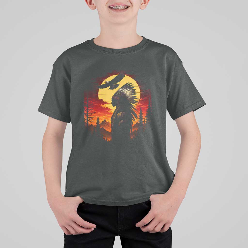 Vintage Native American Warrior T Shirt For Kid Indigenous Heritage Pride