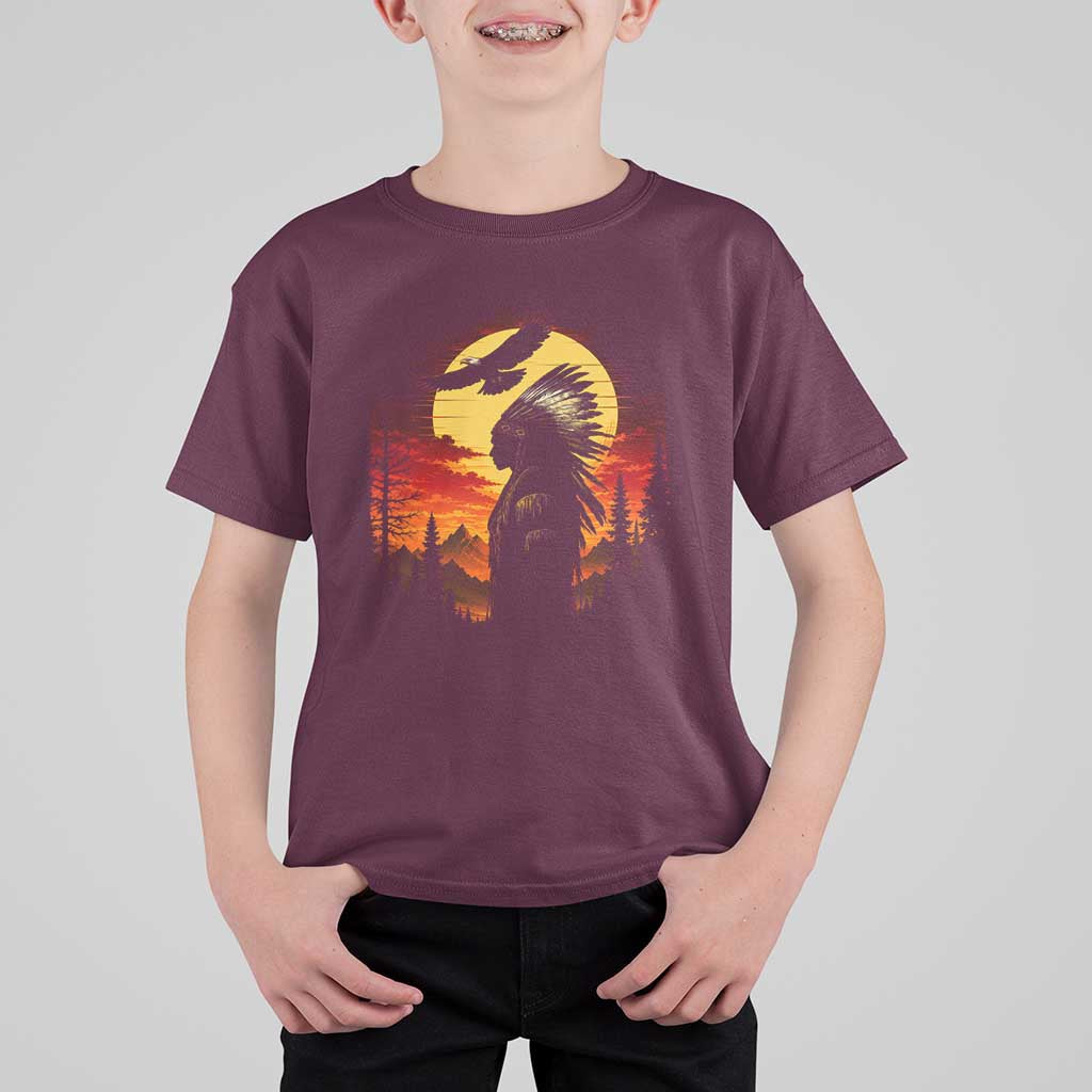 Vintage Native American Warrior T Shirt For Kid Indigenous Heritage Pride