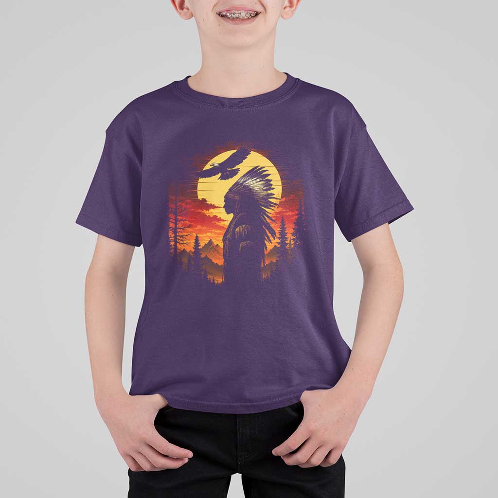 Vintage Native American Warrior T Shirt For Kid Indigenous Heritage Pride