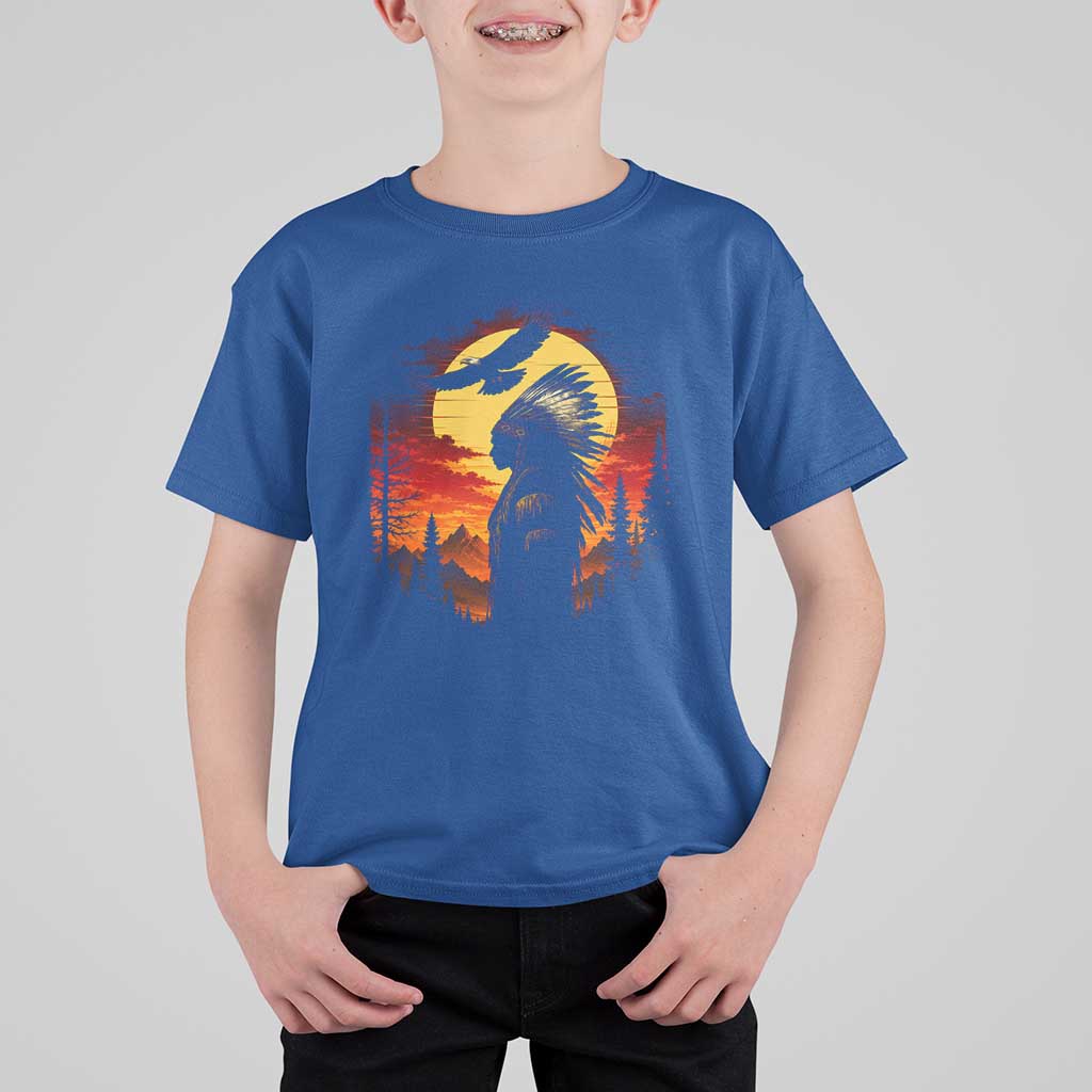 Vintage Native American Warrior T Shirt For Kid Indigenous Heritage Pride
