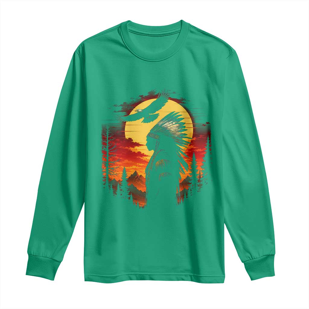 Vintage Native American Warrior Long Sleeve Shirt Indigenous Heritage Pride