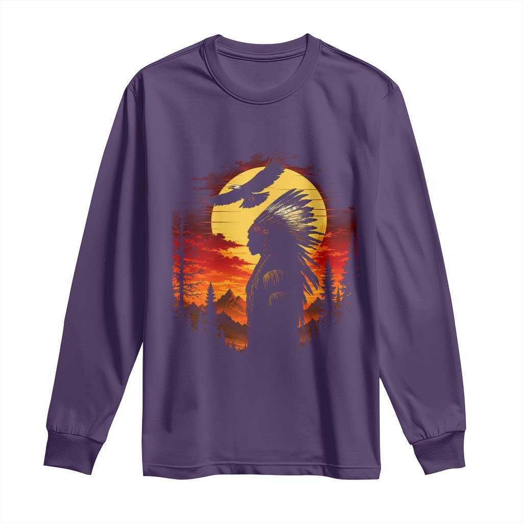Vintage Native American Warrior Long Sleeve Shirt Indigenous Heritage Pride