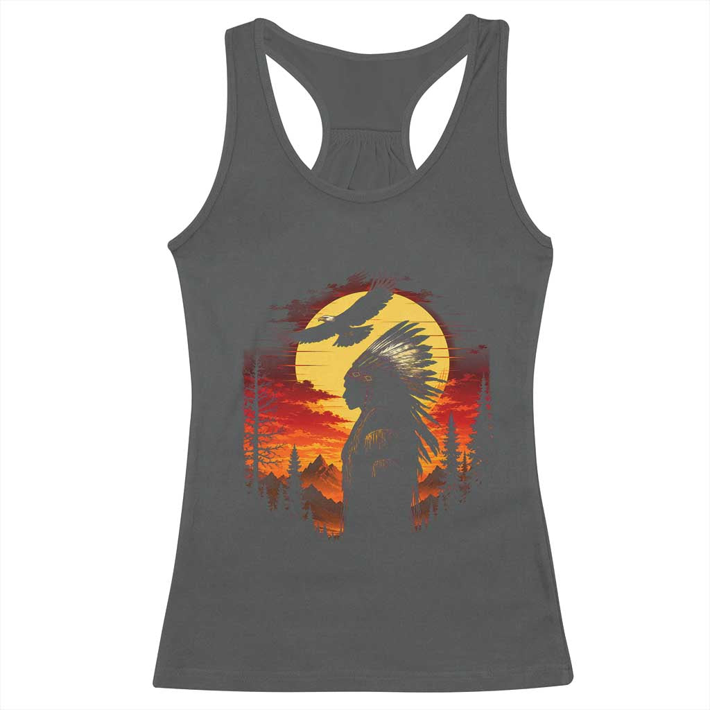 Vintage Native American Warrior Racerback Tank Top Indigenous Heritage Pride