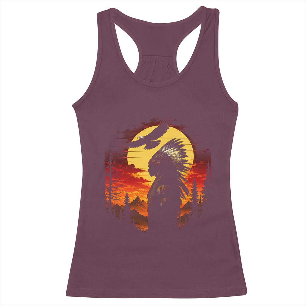 Vintage Native American Warrior Racerback Tank Top Indigenous Heritage Pride