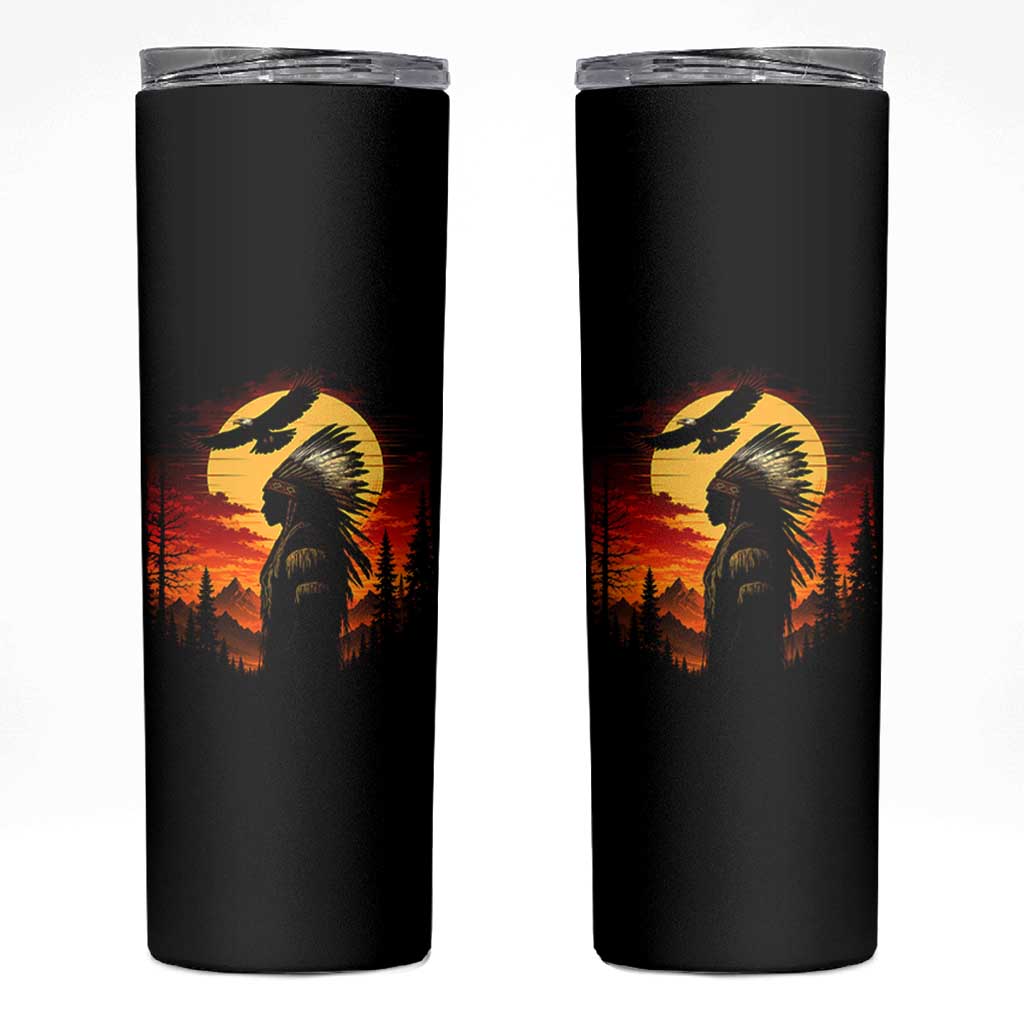 Vintage Native American Warrior Skinny Tumbler Indigenous Heritage Pride