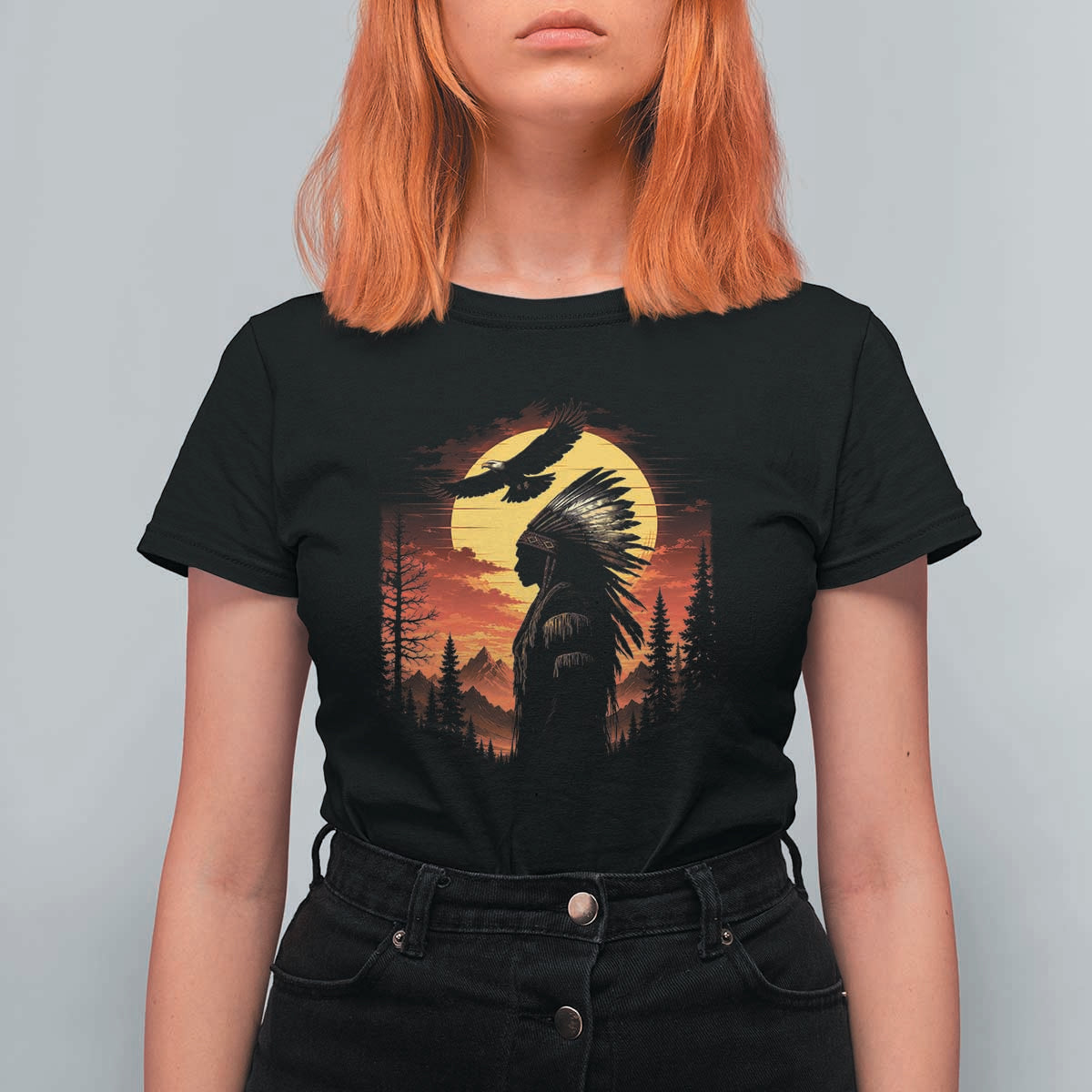 Vintage Native American Warrior T Shirt For Women Indigenous Heritage Pride