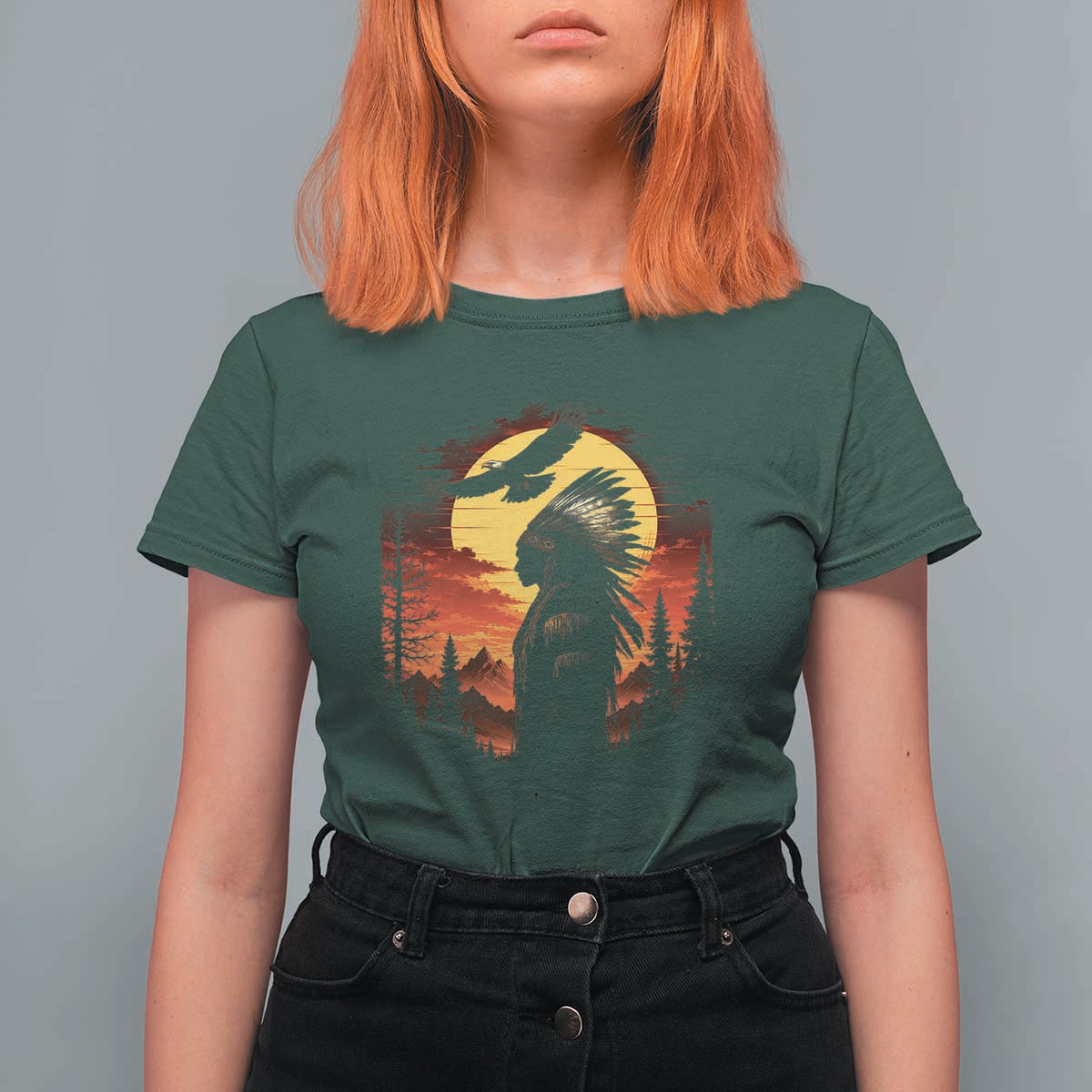 Vintage Native American Warrior T Shirt For Women Indigenous Heritage Pride