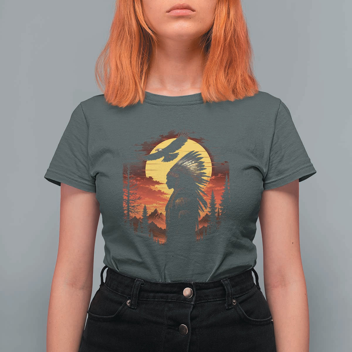 Vintage Native American Warrior T Shirt For Women Indigenous Heritage Pride