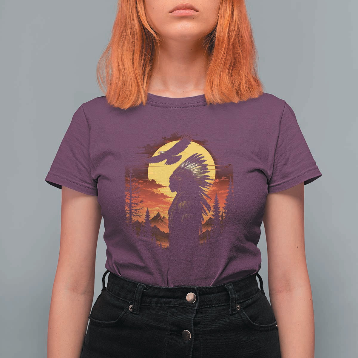 Vintage Native American Warrior T Shirt For Women Indigenous Heritage Pride