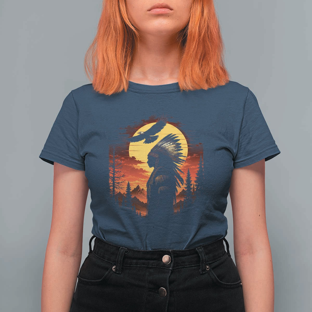Vintage Native American Warrior T Shirt For Women Indigenous Heritage Pride