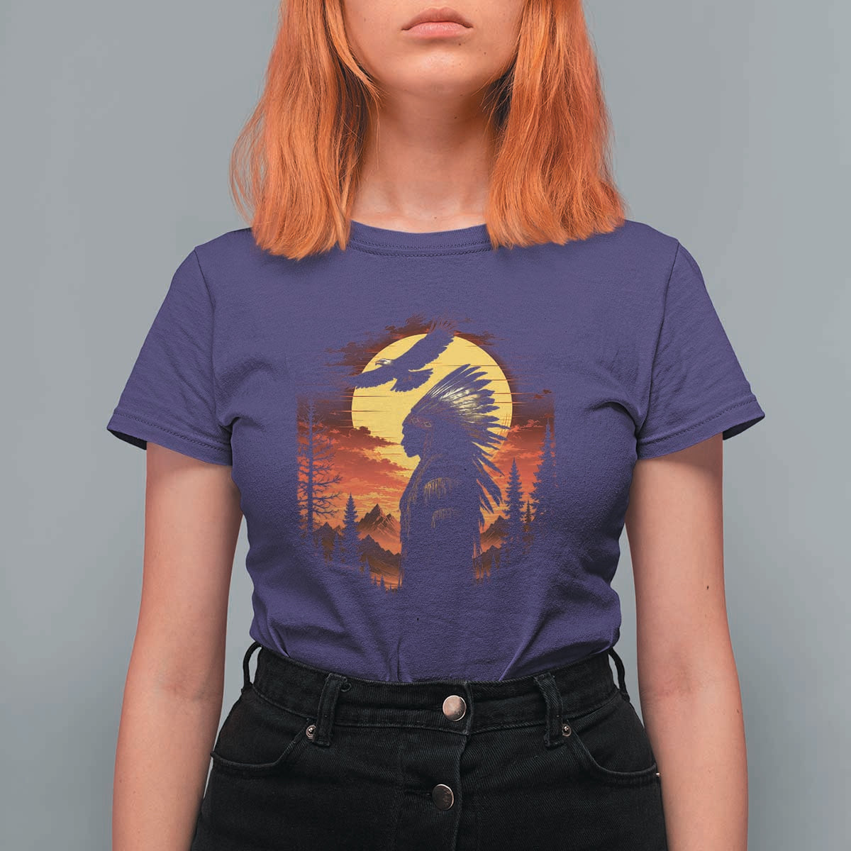 Vintage Native American Warrior T Shirt For Women Indigenous Heritage Pride