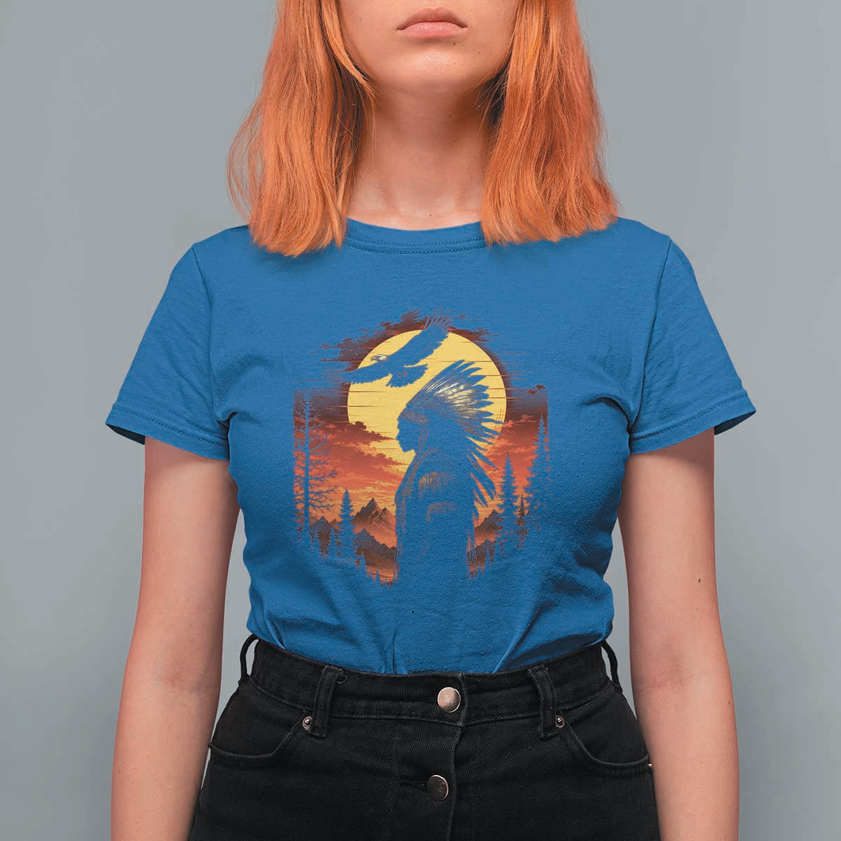 Vintage Native American Warrior T Shirt For Women Indigenous Heritage Pride