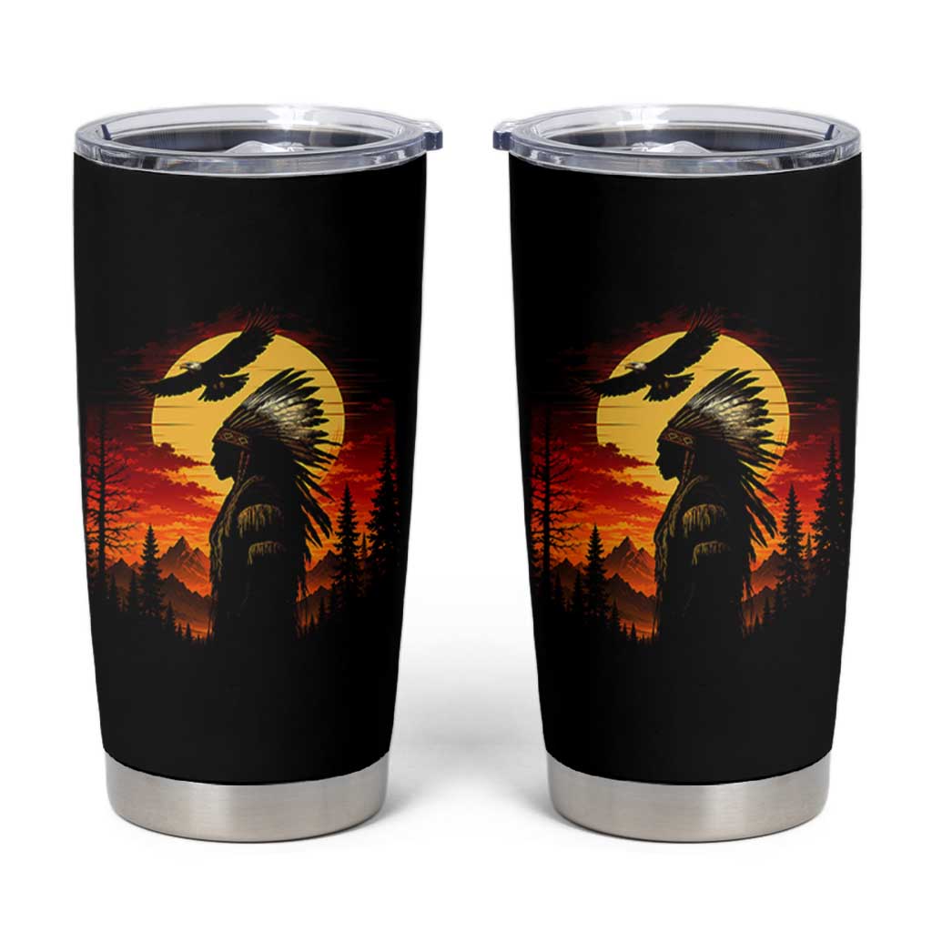 Vintage Native American Warrior Tumbler Cup Indigenous Heritage Pride