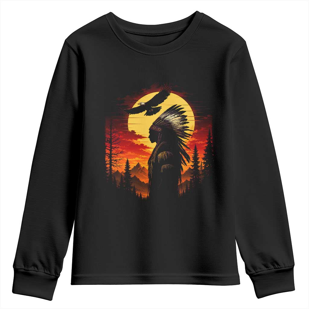 Vintage Native American Warrior Youth Sweatshirt Indigenous Heritage Pride