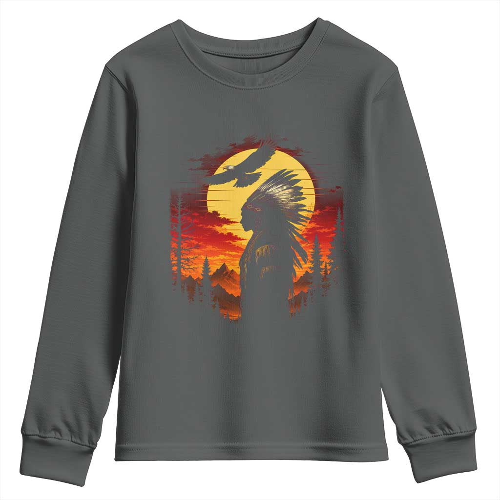 Vintage Native American Warrior Youth Sweatshirt Indigenous Heritage Pride