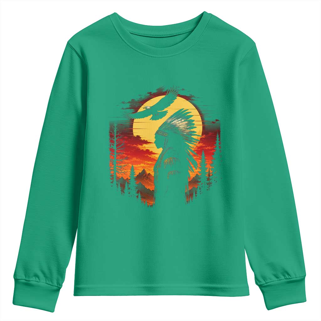 Vintage Native American Warrior Youth Sweatshirt Indigenous Heritage Pride