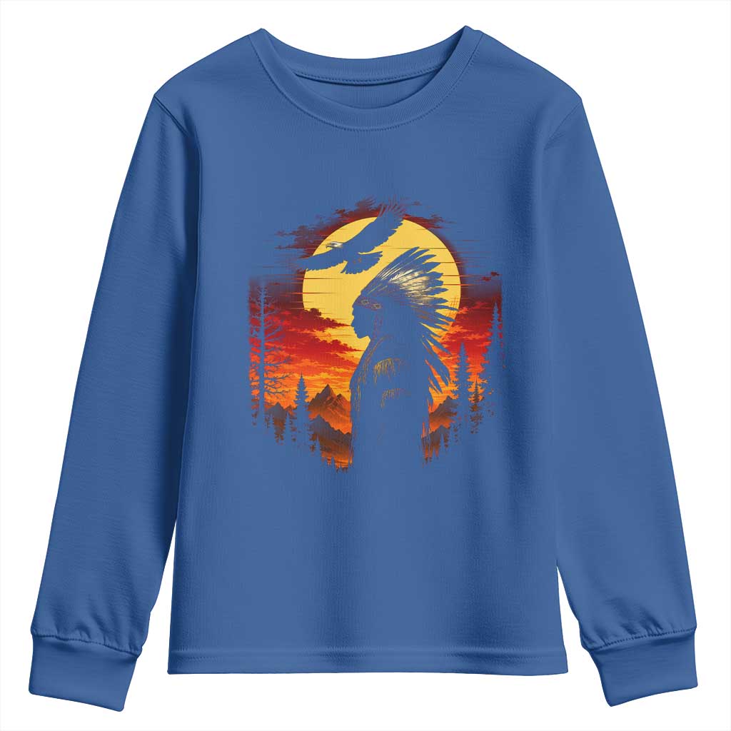 Vintage Native American Warrior Youth Sweatshirt Indigenous Heritage Pride