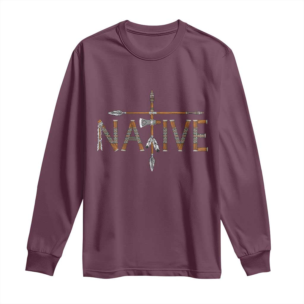 Western Style Tribal Feather Long Sleeve Shirt Vintage Boho Graphic