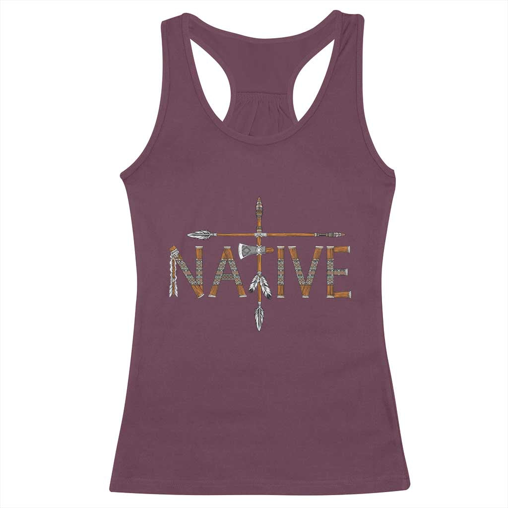 Western Style Tribal Feather Racerback Tank Top Vintage Boho Graphic